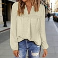 thumbnail image 2 of Womens Tops Shirts 2026 Plus Size Fashion V-Neck Long Sleeve Blouses Flowy Ruffle Tunic Tops For Leggings Casual T-Shirts, 2 of 8