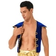 thumbnail image 3 of LiiYii Mens Arabian Prince Outfit Street Rat Vest Waistcoat Sleeveless Jacket Outerwear Party Outfit Royal Blue L, 3 of 6