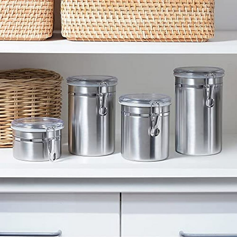 Oggi Jumbo 8 Stainless Steel Flour Clamp Canister - Airtight Food Storage Container Ideal for Kitchen & Pantry Storage of Flour or Other Bulk, Dry