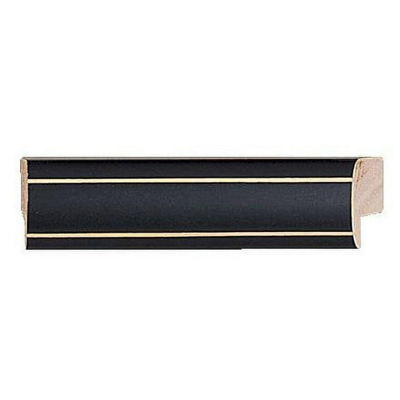 Picture Frame Moulding (Wood) 100Ft Bundle - Contemporary Black Finish - 0.5" Width - 3/8" Rabbet