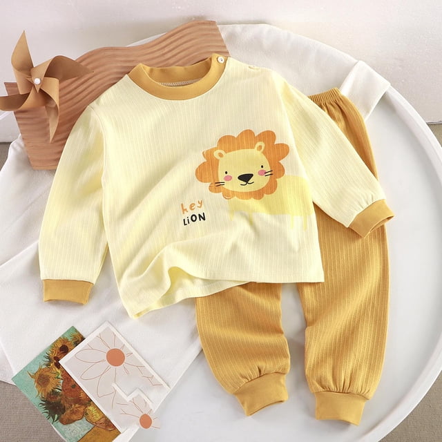 Conjuntos de blusas y camisas de manga larga y cuello redondo para niños Conjunto de dos piezas de blusas de manga larga y cuello redondo estampadas para niños Poliéster para niños