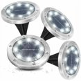 thumbnail image 1 of Paquete de 4 luces LED solares para jardín, luz blanca fría de 6000 K, resistente al agua IP65, foco empotrado para iluminación de suelo en exteriores, 1 of 5