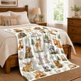 thumbnail image 6 of Sweet Woodland Friends Deer Fox Rabbit Raccoon Bear Floral Flannel Blanket, Cozy Sofa Throw for families and Nature Fans, Warm Bedroom bedroom Reading Nook Home Decor, Birthday Gift, 6 of 8