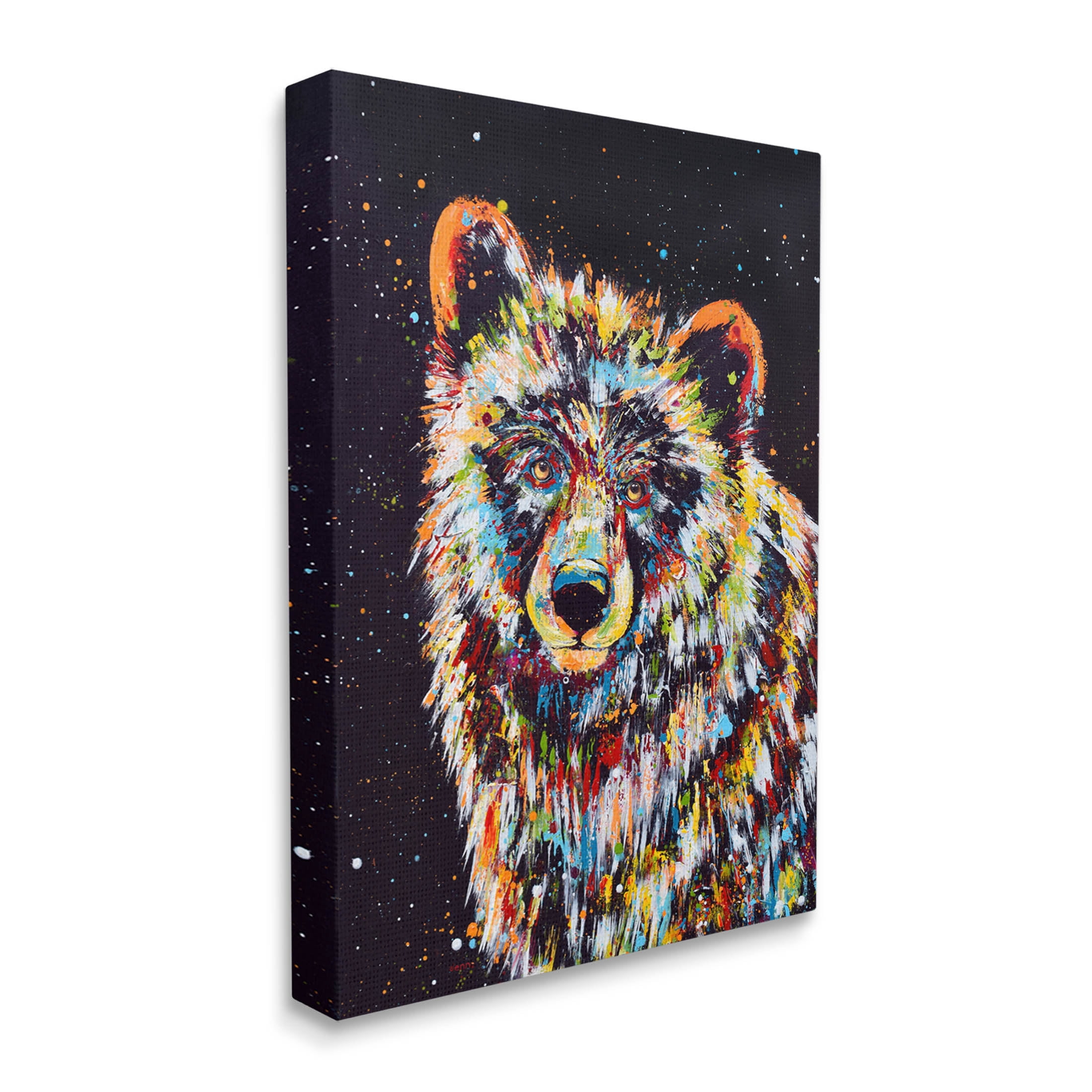 Modern Bear Urban Strokes Animals & Insects Painting Gallery Wrapped Canvas Print Wall Art