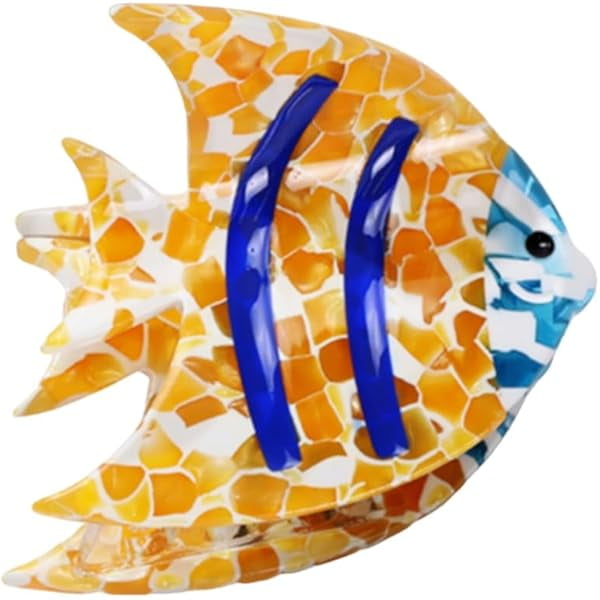 wonima11 Cute Tropical Fish Hair Clip,Acetate Claw Clips,Hair Clips for Women,Jelly Orange
