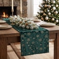 thumbnail image 6 of Honeplcked 13x71In Polyester Velvet Green Xmas Table Runner, Winter Seasonal Indoor Christmas Table Decorations, Embroidered Snowflake Table Runner for Xmas Party Home Holiday Kitchen Dining Room, 6 of 7