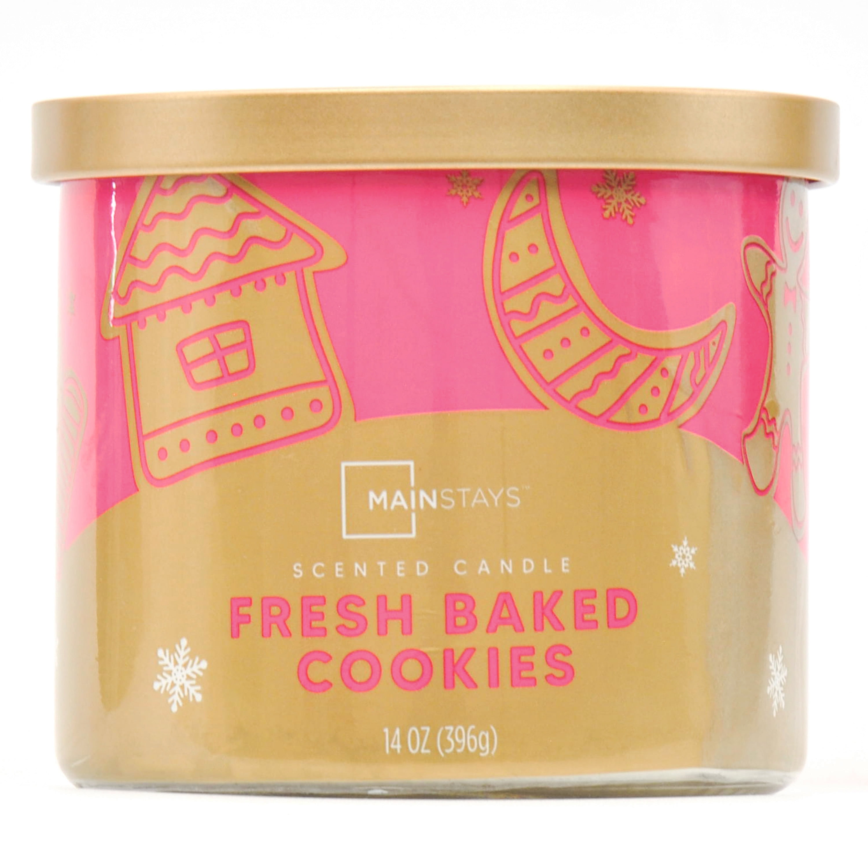 Mainstays Gold Foil Wrapped 3-Wicked Scented Fresh Baked Cookies candle, 14-Ounce