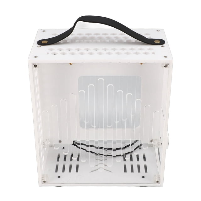 PC Case, Micro ITX Tower with Ventilated Airflow Design, Transparent Acrylic Side Panel, Compact Desktop ITX Chassis for Motherboard, Power Cable