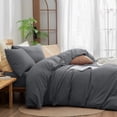 thumbnail image 5 of BESTOUCH Duvet Cover Set Twin 100% Washed Cotton Linen Feel Soft Chic Lightweight 2Pcs (Quiet Shade Grey, 68"x90"), 5 of 8