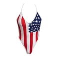 thumbnail image 5 of DHFJKG One Piece Swimsuit Women US National Flag Print Halter Backless High Cut Bathing Suit Red White And Blue Versatile Beachwear, 5 of 6