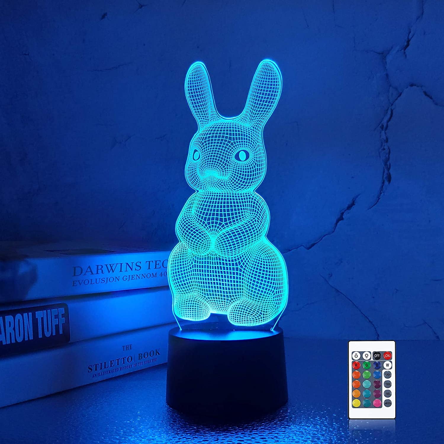 3D Rabbit Bunny Night Light 7 Color Change LED Desk Lamp Can Touch 