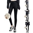 thumbnail image 4 of Ahdbta High Waisted Leggings for Women Fleece Lined Tummy Control Leather Leggings Fall Winter Warm Thicken Stretch Tight Pants, 4 of 4
