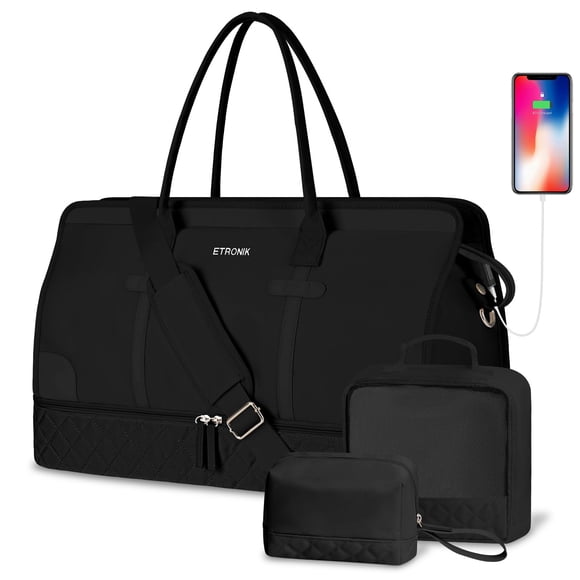 Bolso de viaje Weekender ETRONIK XL para mujer con juego de 3 piezas