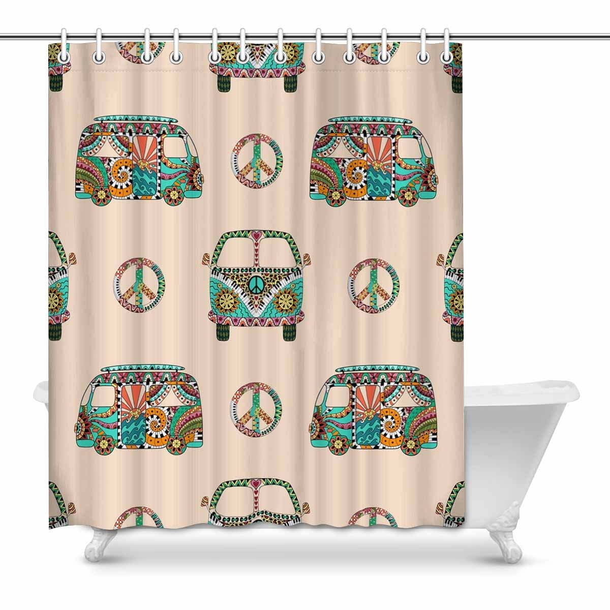 Live Peace Waterproof Bathroom Polyester Shower Curtain Liner Water Resistant 