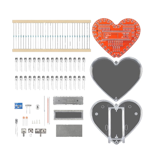 Proyecto de soldadura LED en forma de corazón para estudiantes principiantes. Kit electrónico de bricolaje con LED RGB. Regalo para tu pareja.