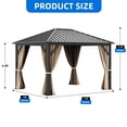 thumbnail image 2 of Dextrus 10x12ft Hardtop Gazebo with Nettings and Curtains, Heavy Duty Galvanized Steel Outdoor Vertical Stripes Roof for Patio, Backyard, Deck, Lawns, Brown, 2 of 10