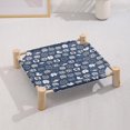 thumbnail image 1 of 1 juego (azul) Cama para mascotas de lona de madera maciza Cama para perros Cama para gatos Hamaca cuadrangular para mascotas y gatos Cama de madera lavable desmontable, 1 of 5