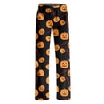 thumbnail image 5 of Womens Halloween Sleep Pants Relaxed Straight Leg Pajama Bottoms Full Length Casual Lounge Wear Elastic Waist No Drawstring Comfy Pjs for Home Black L, 5 of 5