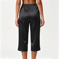 thumbnail image 6 of IMENGL Women's Wide Leg Pants Soft Satin Pajamas Loungewear Sleep Elastic Waist Silky Bottoms Trousers Loose Casual Cropped Pant for Womens,M-XXXL, 6 of 6