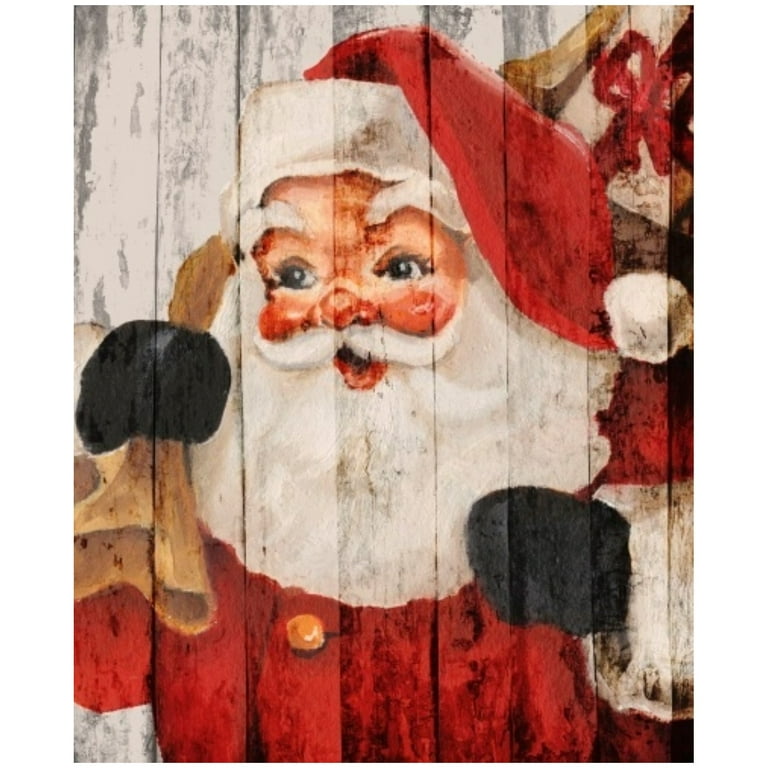 Vintage Santa Claus Painting Canvas & Wood Sign Wall Art – Hangout Home