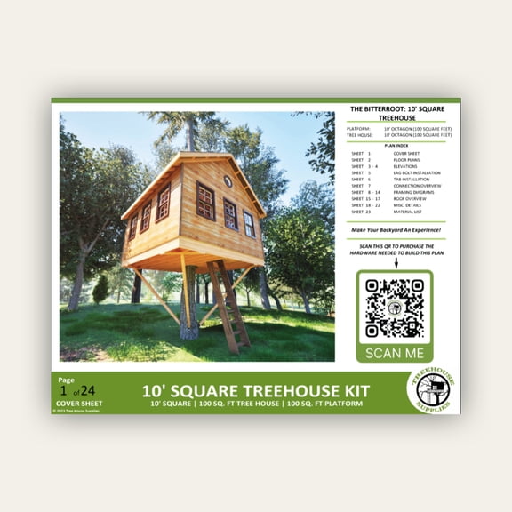 THE BITTERROOT : 10' Square Treehouse Plan