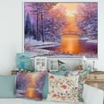 thumbnail image 2 of Designart 'Winter Landscape With Bridge Over The River' Traditional Framed Canvas Wall Art Print, 2 of 5