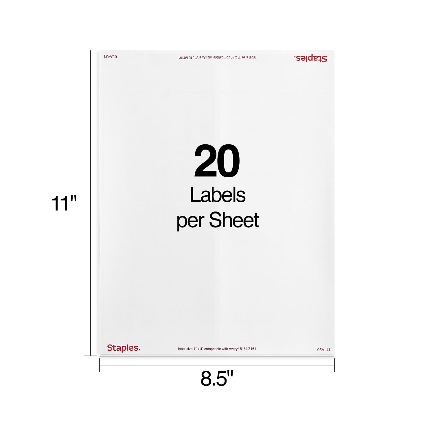 MyOfficeInnovations Laser/Inkjet Address Labels 1" x 4" White 20 Labels/Sheet 479879
