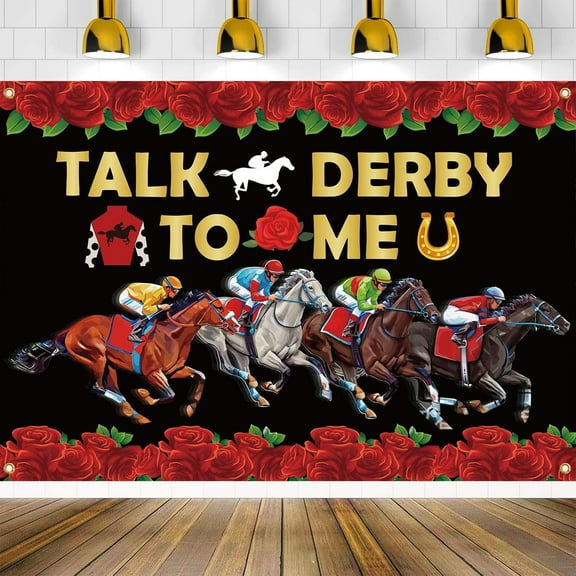 Clearance Under $10 Horse Racing Festival Party Decoration Background Banner Rose Horse Racing Background Cloth Photography Background Black