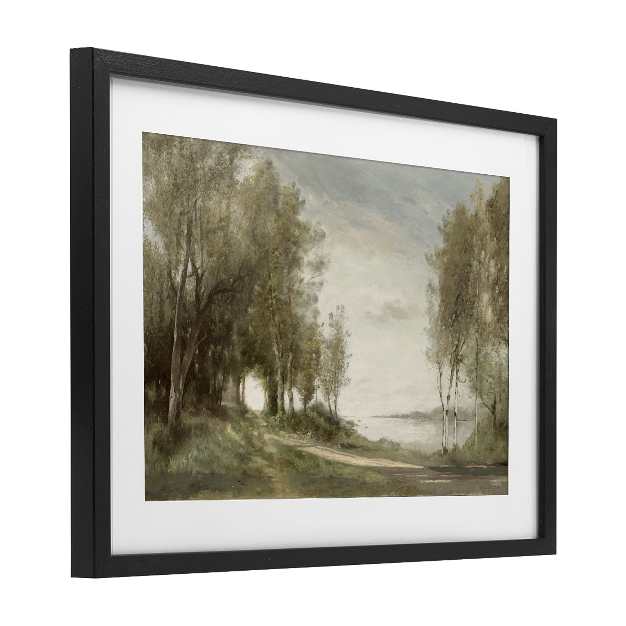 Stupell Industries Tranquil Lakeside Path Black Framed Print Under Glass, design by Amber Sterling