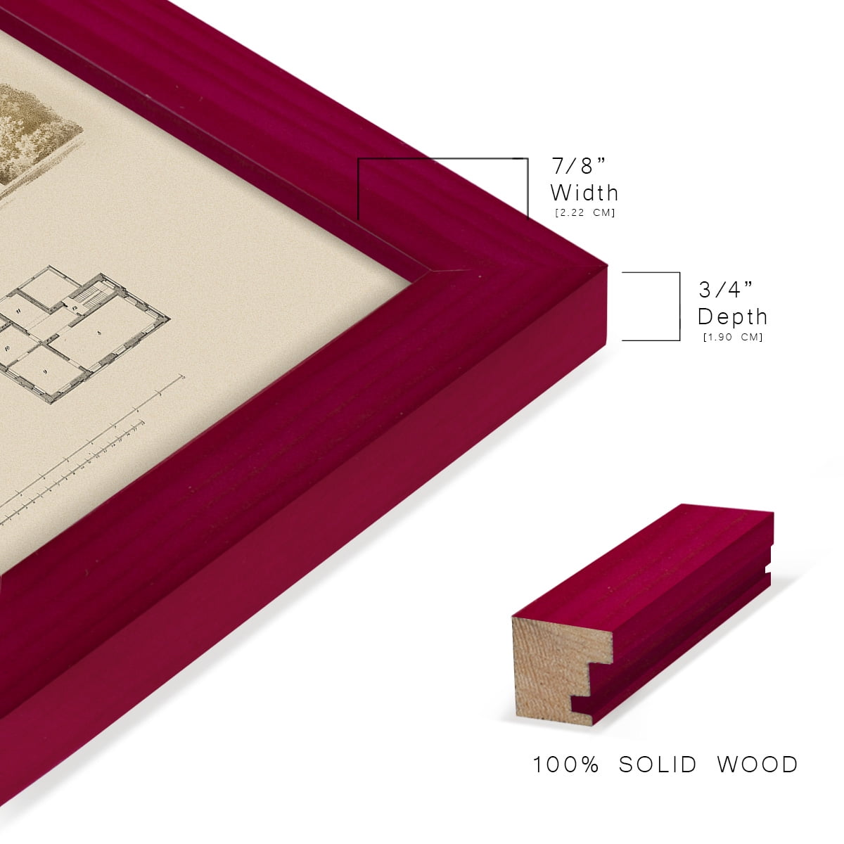 Estate and Plan III -Framed Print w/glass-Cherry Red