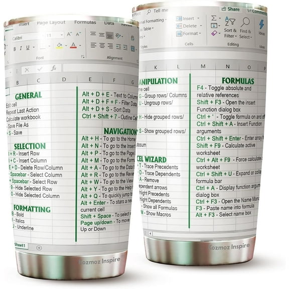 Spreadsheet Shortcut Tumbler 20 Oz - Office Mug, Accountant, CPA Gift, Tax Prep Travel Coffee Mug - Gifts for Accountant, Coworkers, Friends