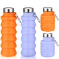 thumbnail image 1 of HLONK 2 Pcs Bouteilles d'Eau en Silicone Pliables - Réutilisables Étanches et Légères avec Mousqueton - Parfaites pour le Camping, la Randonnée et les Sports - Orange Vif et zzz, 1 of 5
