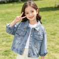 thumbnail image 3 of FAIWAD Toddler Boys Girls Denim Jacket Casual Button up Pearls Jeans Coat Kids Trendy Fall Winter Outwear, 3 of 9