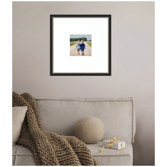 Kate and Laurel Belmont Black  Rectangle Picture Frame 20x20 Matted to 8x8 Black Decorative Photo Frame for Gallery Wall Decor