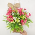 thumbnail image 4 of Cesta de corona de puerta de flores de primavera y verano - guirnalda artificial para decoración del hogar, bodas y uso festivo - Plástico duradero, letrero de bienvenida para interiores / exteriores, 4 of 4