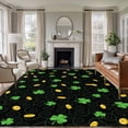 thumbnail image 2 of Area Rug 72×108in, St. Patrick's Day Three-leaf Floor Carpet Living Room Rug, Gold Coin Non-Slip Welcome Mat Indoor Rugs for Bedroom Dining Room, 2 of 9