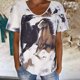 thumbnail image 2 of Tops de manga corta con estampado de calle holgado con cuello en V para mujer OAVQHLG3B Store lin121212, 2 of 4