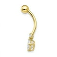 thumbnail image 2 of 10k W/3 And 6mm Czs Belly Dangle in 10k Yellow Gold, 2 of 3