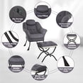 thumbnail image 4 of Dark gris lazy reading chair con ottoman, armrests, y a side pocket - ideal para para small spaces, 4 of 8