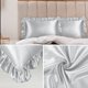 thumbnail image 5 of Funda de Almohada PiccoCasa Satén de Volantes Juego de 2 51x76cm Plata, 5 of 6