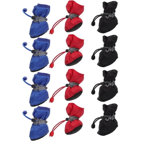 3 Sets 12Pieces Dog Boots Paw Protectors, Non-Slip Dog Shoes with Adjustable Fastening Straps for Medium and Small Dogs