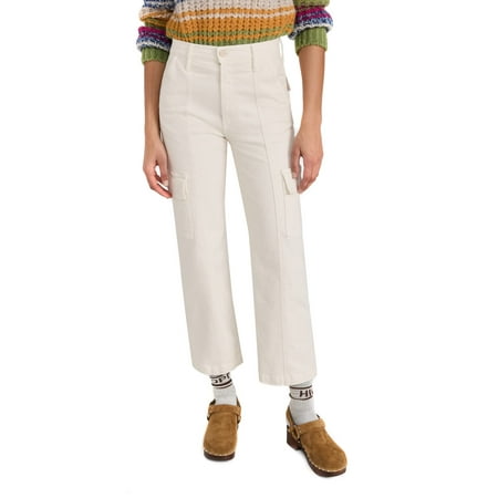 MOTHER Women's The Rambler Cargo Ankle Jeans, Cream Puffs, Off White, 27