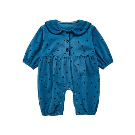 

Ma&Baby Toddler Baby Girl Romper Playsuit Long Sleeve Peter Pan Collar Corduroy Jumpsuit