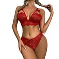 thumbnail image 1 of Gibobby Lencería sexy para mujer Conjunto Lencería Tanga Y Bralette con Relleno Stretch Encaje Moda Push Up, Brasier y Pantie Nightwear Pantys Sexy(Vino, XG), 1 of 5