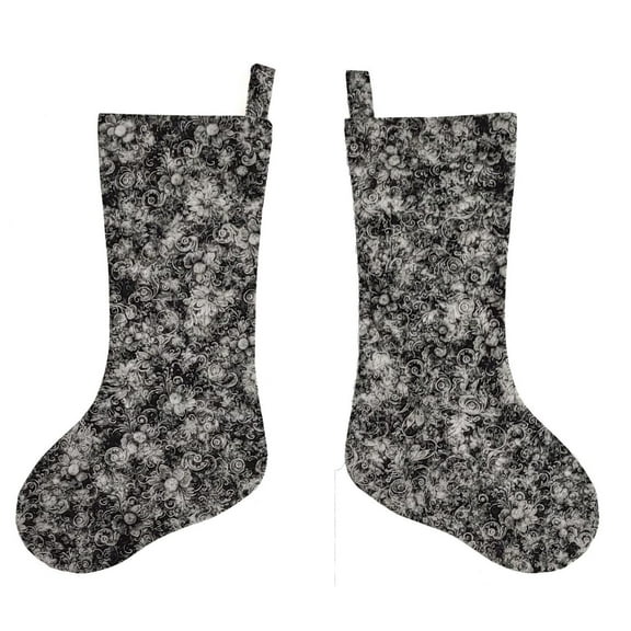 Floral Garden Christmas Stocking by Penny's Needful Things (Black & Gray) (Single Stocking)