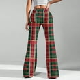 thumbnail image 5 of Women's Fashion Loose Drawstring Waist Christmas Plaid Printed Casual Sports Pants Casual Flared Pants, Comfortable and Stylish Bottoms for Home and Outdoor Wear, Dark Green, 2XL, 5 of 8