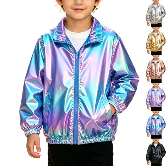 Child Winter Jacket Girl Dqueduo Boys And Girls Spring Fall Fashion Gradient Zip Up Lapel Jacket Coat Multicolor 8-9 Years