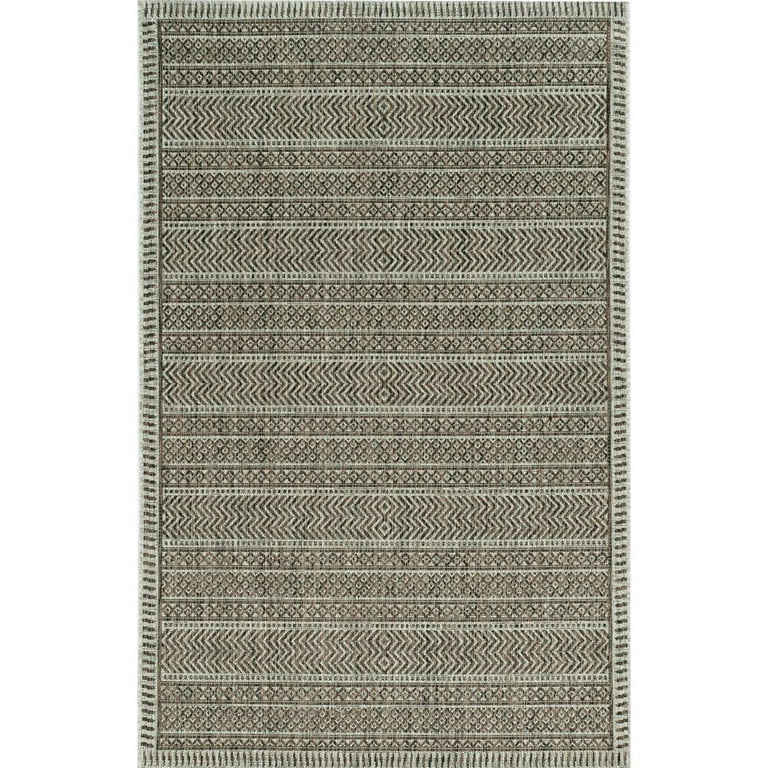 5'X7' Mocha Machine Woven Uv Treated Tribal Indoor Outdoor Area Rug 5'X7' Mocha Machine Woven Uv Treated Tribal Indoor Outdoor Area Rug