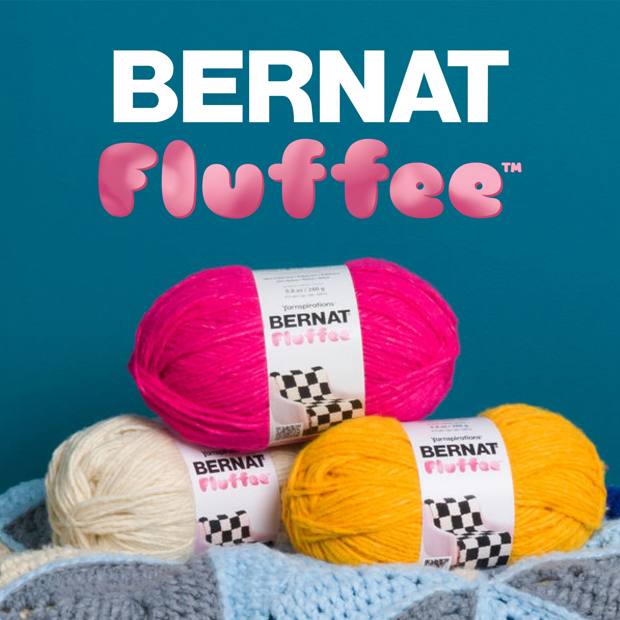 Bernat® Fluffee™ #5 Bulky Blend Yarn, Sunshine Yellow 9.8oz/280g 415 Yards