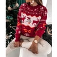 thumbnail image 1 of Suéter europeo y americano para mujer, suéter largo holgado con cuello redondo y jacquard navideño de Independent Station, 1 of 5
